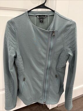 Athleta Teal Asymmetrical Zip Moto Jacket